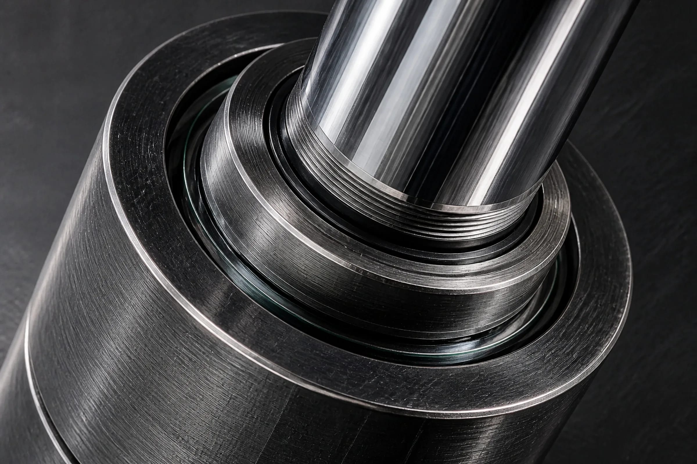 Detail of polished rod, cylinder, fixing and smoked glass on RAM 220.