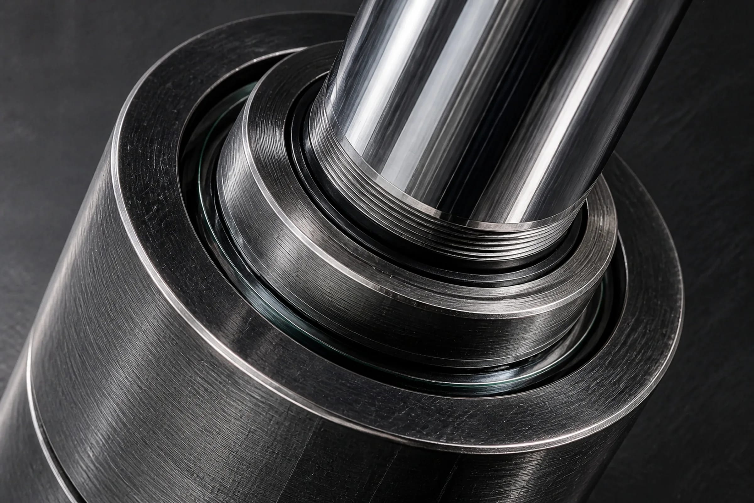 Detail of polished rod, cylinder, fixing and smoked glass on RAM 220.