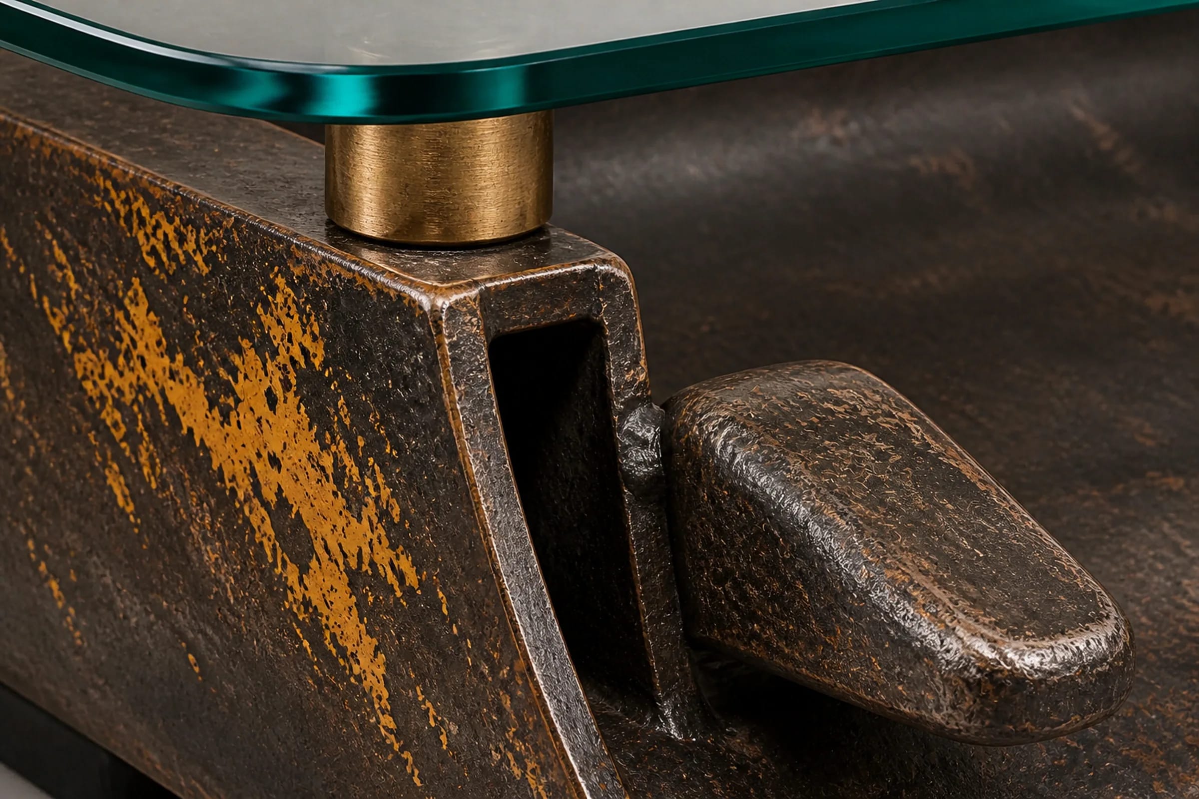Detail of bucket teeth, interior wear and glass edge on BUCKET 130.